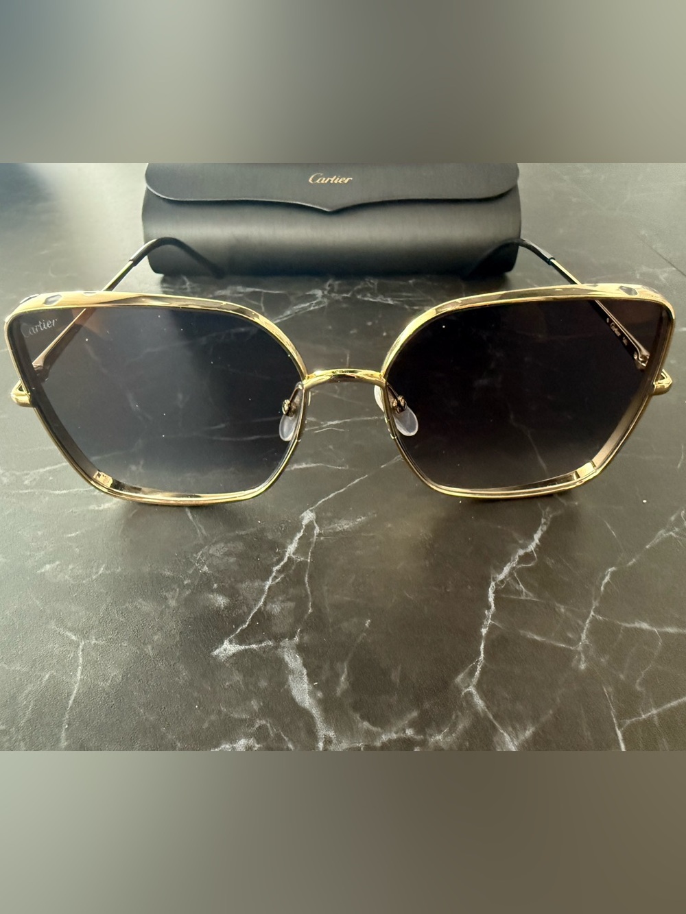 Cartier Women's Gold Frame Sunglasses with Dark Gradient Lenses